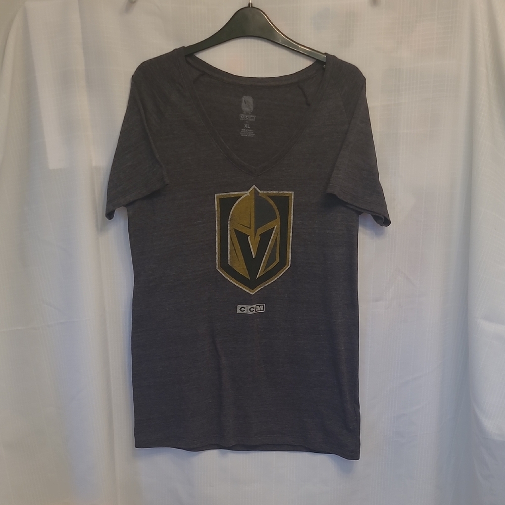 VEGAS GOLDEN KNIGHTS CCM NHL Dark Gray V-Neck Tee T-Shirt - XL